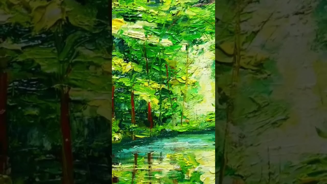 油絵 【緑の湖】04 - YouTube