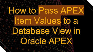 How to Pass APEX Item Values to a Database View in Oracle APEX