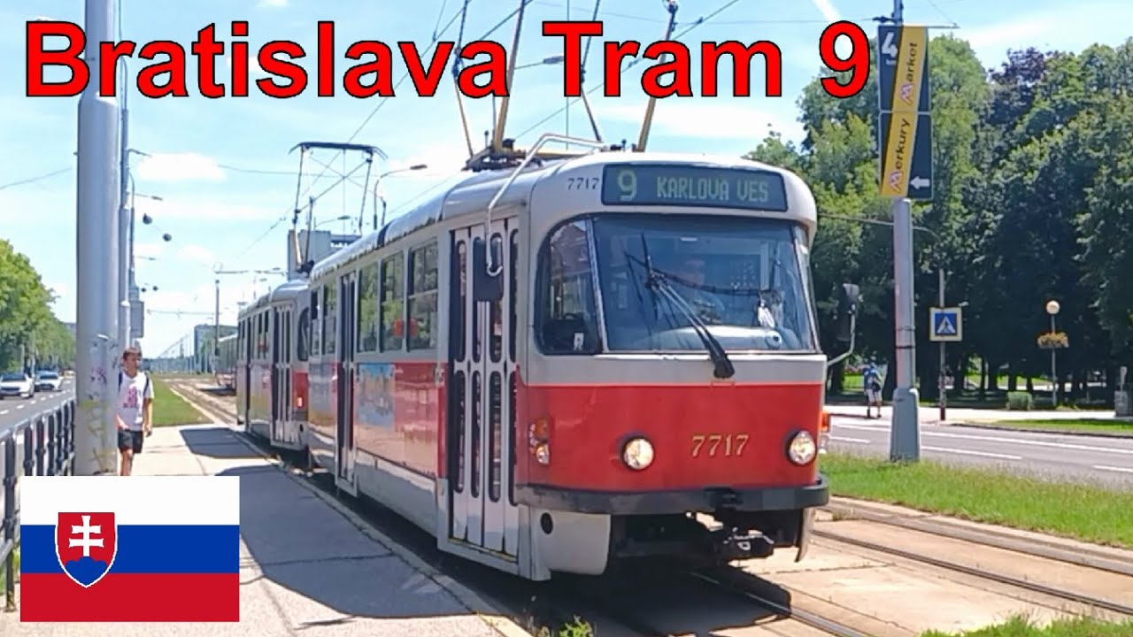 Tram MHD ride in Bratislava (Jazda Električkou MHD v Bratislave) Linka 9