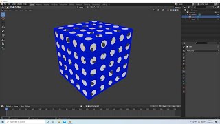 Blender 2.92 Tutorial: How To Create A Cube With An Equal Number Of Round Holes On Each Face. screenshot 3