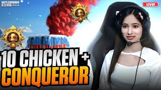 10 CHICKEN IN CONQUEROR LOBBY TODAY😱🔥BGMI LIVE |#bgmilive #girlgamer #pubgmobile