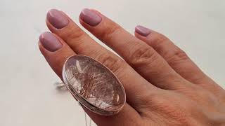 Серебряные кольца ручной работы с кварцем волосатиком