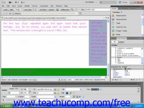 Dreamweaver CS5 Tutorial Editing CSS Layouts Adobe Training Lesson 9.8