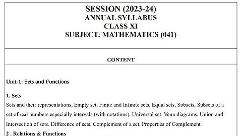 class 11 maths syllabus 2023-24/ maths class 11 syllabus 2023/class 11 mathematics syllabus 2023