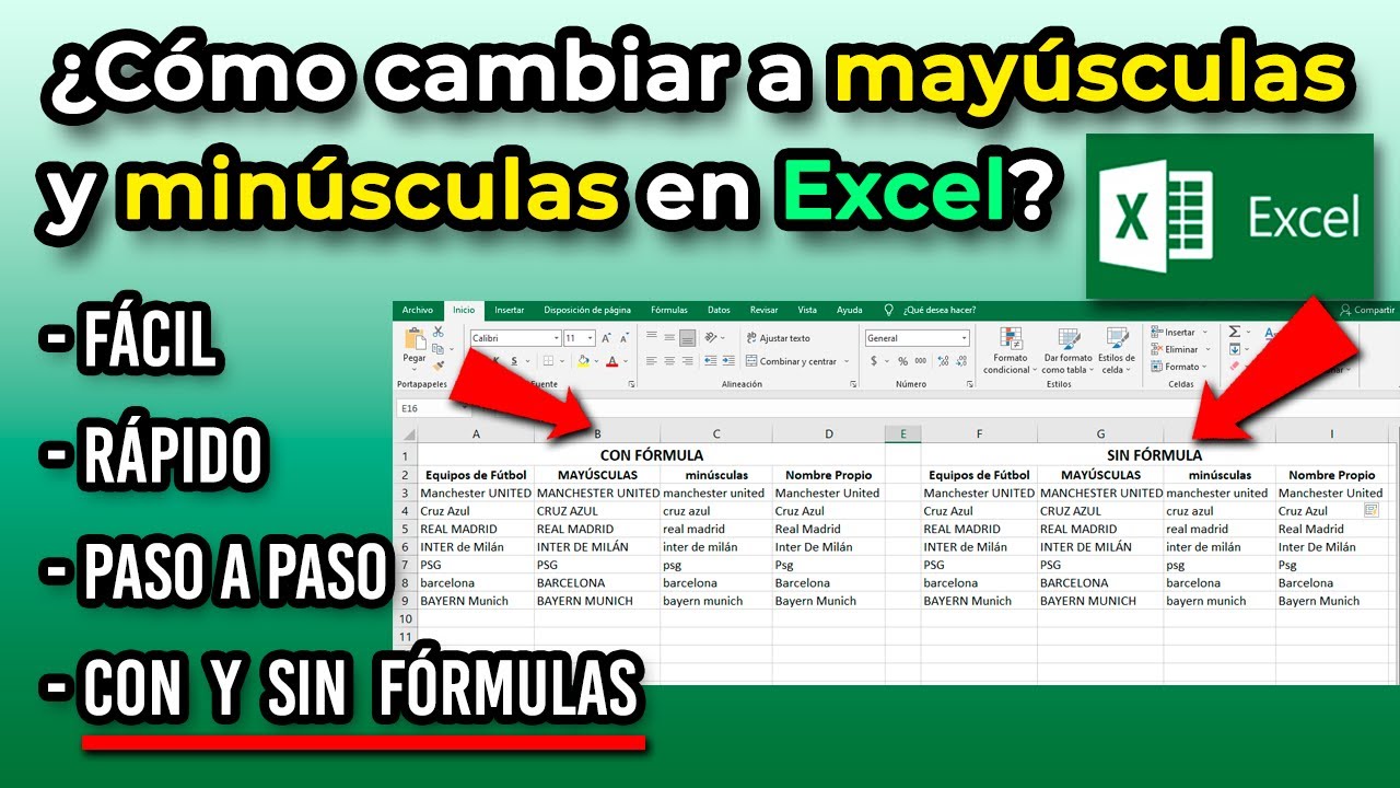 Poner mayusculas en excel