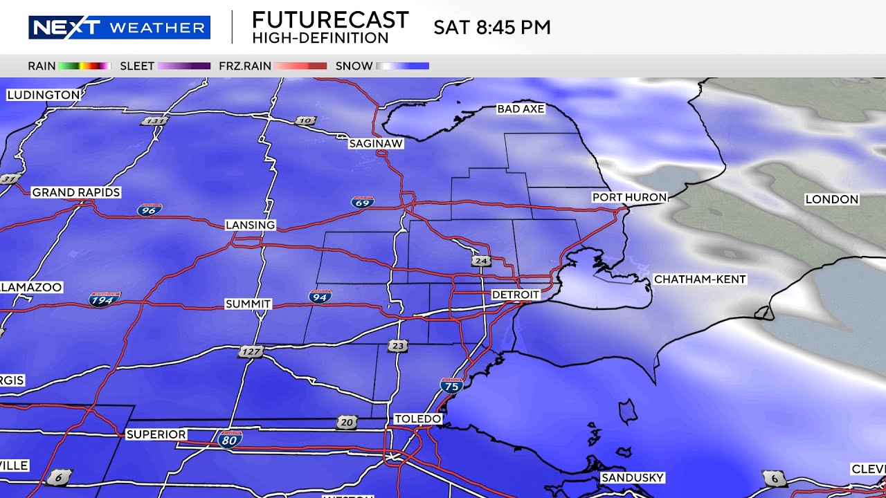Radar shows winter storm moving through Southeast Michigan - YouTube