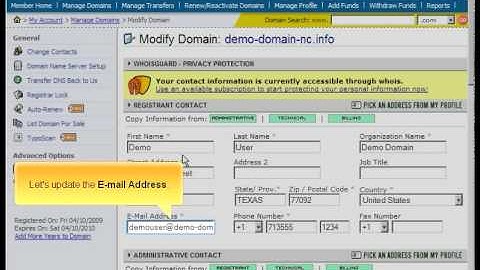 NameCheap.com Updating domain contact information by Host4Go Tutorials