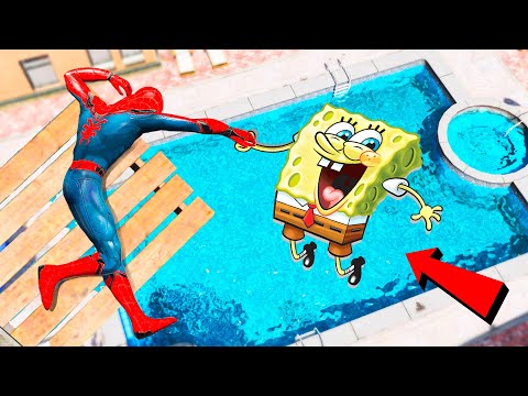 GTA 5 Water Ragdolls Spiderman vs SpongeBob Jumps/Fails #117 (Euphoria physics Funny Moments)