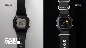 Casio W800 Mod—Project Blackbird. Custom Strap. Negative Display Mod.