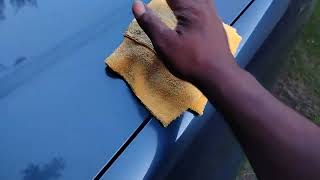 meguiars hi tech yellow paste wax test on dark blue paint job