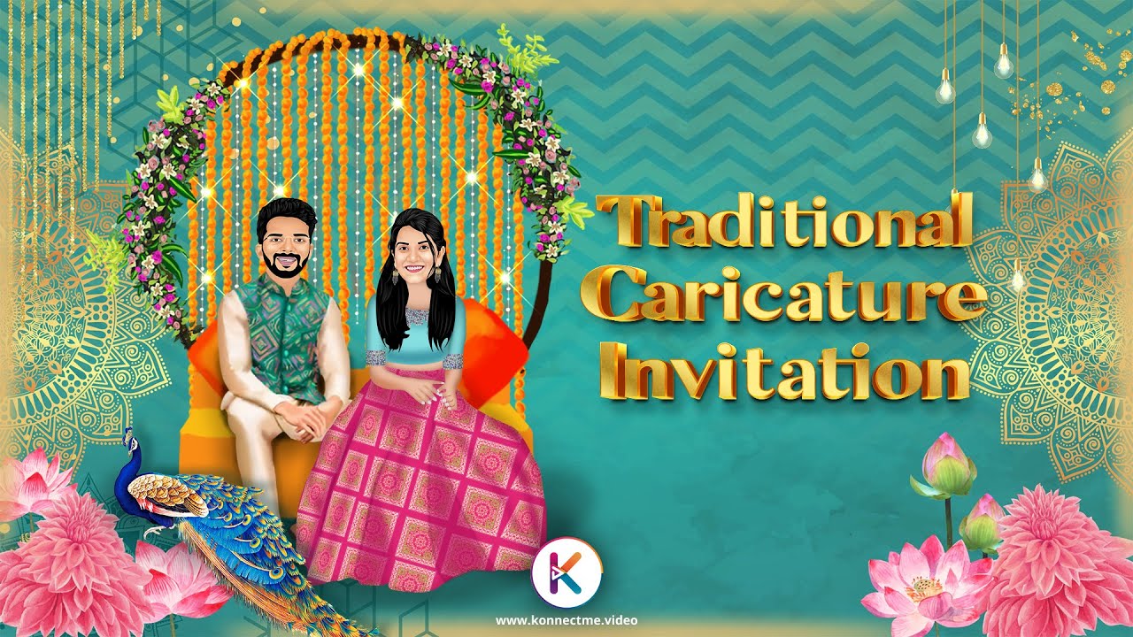 Caricature Wedding Invitations Indian | Caricature Wedding Invite | Indian Wedding  Invitation Video - YouTube