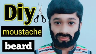DIY moustache and beard / नकली मूछे दाढ़ी 💇🏻‍♂️/ fake man beard and moustache || pj mind