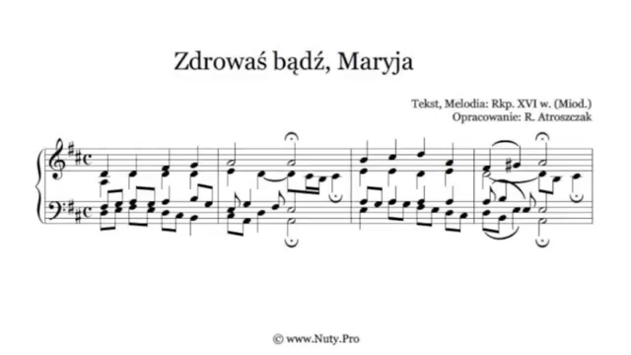 Zdrowas Badz Maryja Nuty I Tekst Pdf Na Organy Lub Pianino Do Koledy Www Nuty Pro Youtube