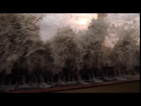 Massive Waves! Hurricane Marie Pounds Long Beach Coast causing flooding ￼