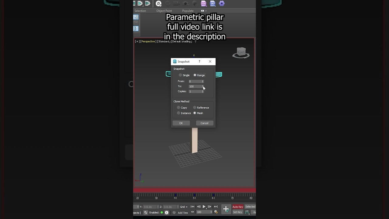 Parametric pillar in 3ds max | Snapshot tool tutorial 