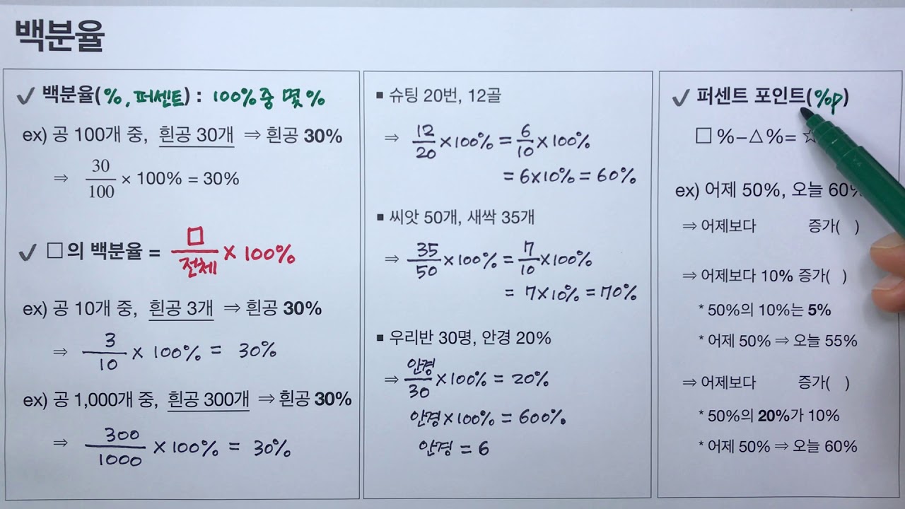 비와 비율 : 백분율 퍼센트 퍼센트포인트 (초등수학)