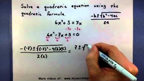 Pre-Calculus - Solving a quadratic equation using the quadratic formula