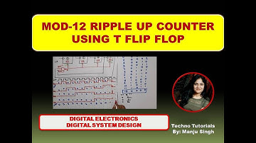 MOD 12 Ripple up Counter Using T flip flop | Wave form for MOD 12 asynchronous counter