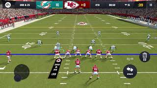 Playing Madden 24 mobile The dolphins vs the Kansas City Chiefs (KC)