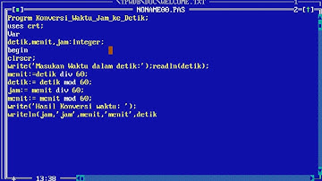Program Pascal Konversi waktu (jam ke Detik) #Program Part.26