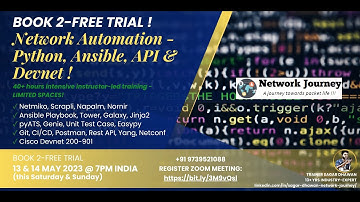 #2 Python, Ansible, API, PyATS -Network Automation | Sagar | New Wknd Batch | 20-May-2023 @ 7PM IST