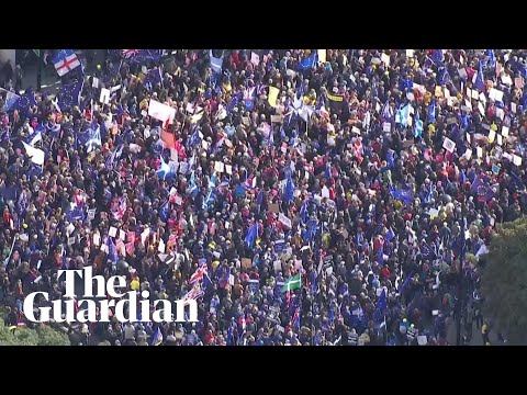 Aerial footage shows scale of march for second Brexit referendum in London