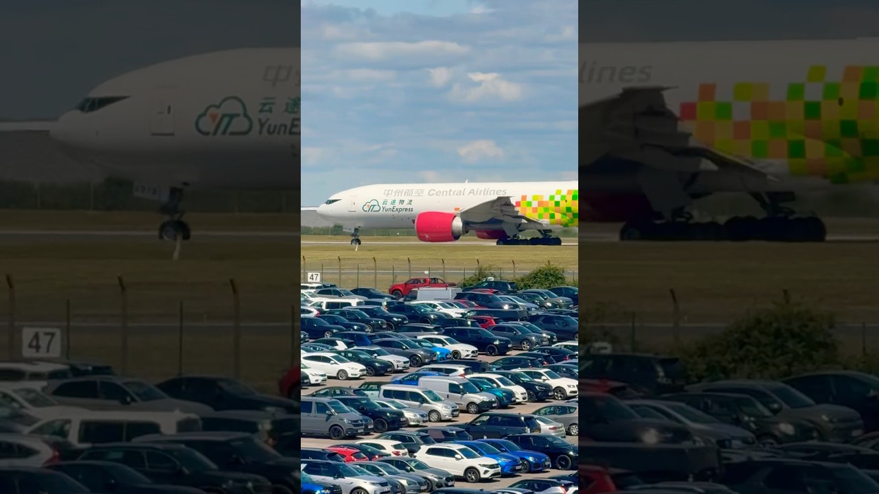 (YunExpress) Central Airlines B777 Departing East Midlands in Hot Hazy Conditions.