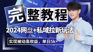 【保姆级实操】2024网盘拉新+私域玩法教学思路，实现被动高收益，小白可做，当天见收益，已测单日收益破5000+