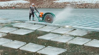 Japan Genius Technique to Cut Ice Blocks from Frozen Pool