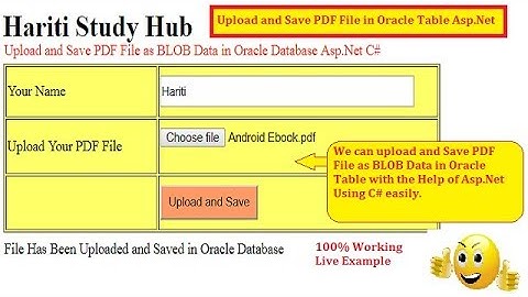 Upload and Save PDF File as BLOB Data in Oracle Database Asp.Net C# | Hindi | Free Online Learning