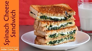 Spinach Cheese Sandwich | Easy Sandwich Ideas for kids | Evening Snacks