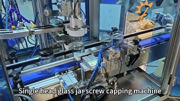 #Automatic single head servo #glass jar screw #capping machine, Metal caps #twist off capper