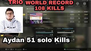 Aydan Nickmercs Swagg Trio drops 108 Kills New warzone Trio world record (aydan 51 solo kills)