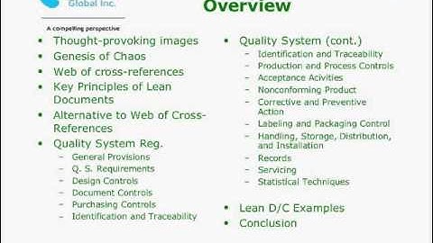 Applying Principles of Lean Documents and Lean Configuration - By Compliance Global Inc.