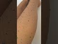 multi color rhinestone pantyhose sheer thighs