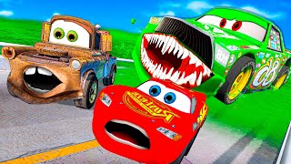 Lightning McQueen and MATER vs ZOMBIE Chick Pixar cars  apocalypse in BeamNG.drive