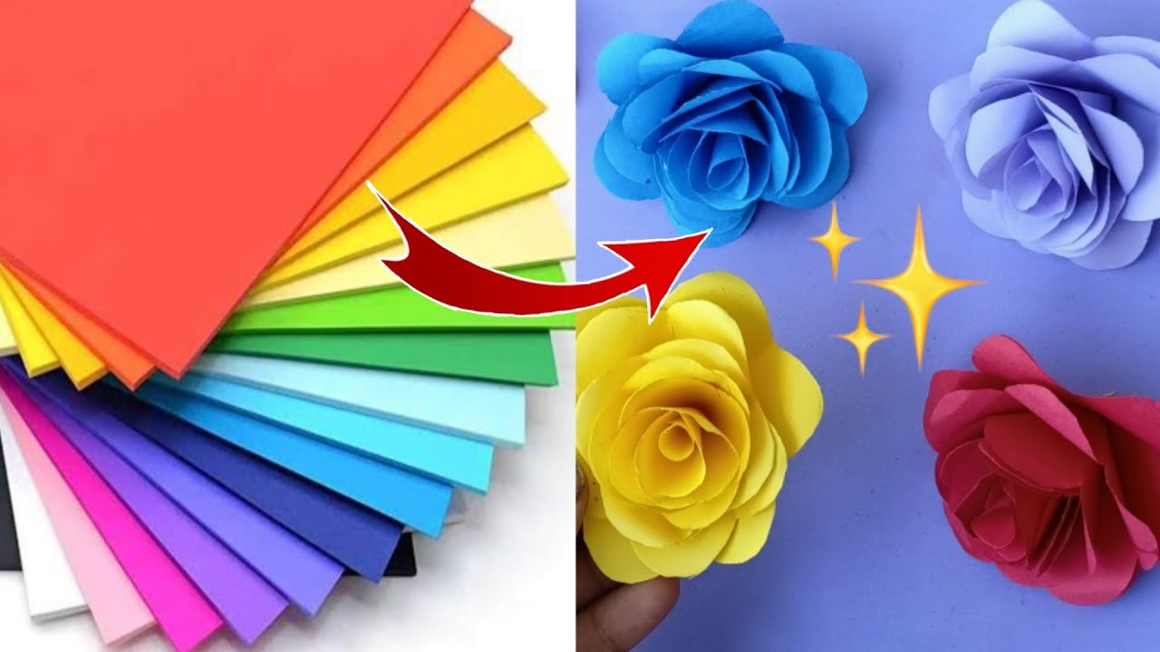 How To Make Flowers With Color Paper Step By Step