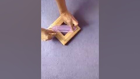 Pin loom weaving a square