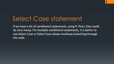 Lecture on Select Case statement in visual basic(decision structure)