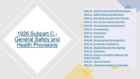 OSHA 1926 Subpart C - General Safety and Health Provisions (Full Standard)