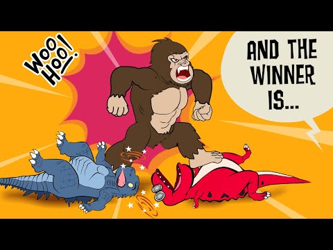 Who Is The FART CHAMPION? Godzilla Jr, T-Rex Dinosaur Or Kong ? | GTK - Dinotoons