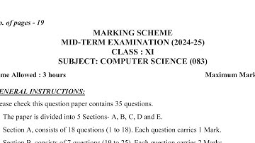 class 11 comuter science Marking scheme(08/10/24)Midterm examanswers. #officialanswerkey11computersc