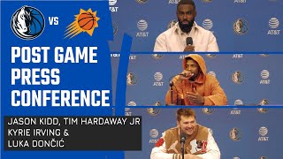 Jason Kidd, Tim Hardaway Jr, Kyrie Irving \& Luka Dončić | Post Game Press Conference