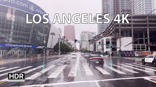Rainy Downtown Los Angeles  4K HDR  Ambient Drive TV