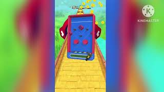 The magic ball passes through several obstacles