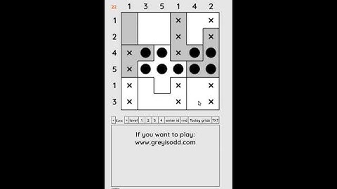 Grey is Odd - Today grids. Solution level 2 6X6 dated 05-07-2024 #logicpuzzles #logicgames  #games