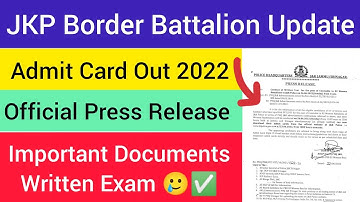 JKP Border Battalion Admit Card Out || JKP Border Battalion Written Update || Official Notification