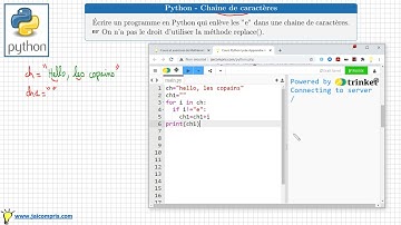 python chaine de caractères • écrire un programme pour enlever les "e" • lycée SNT boucle for
