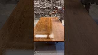 Finishing this MASSIVE #reclaimed oak dining table. Color is Special Walnut. #woodfinishing