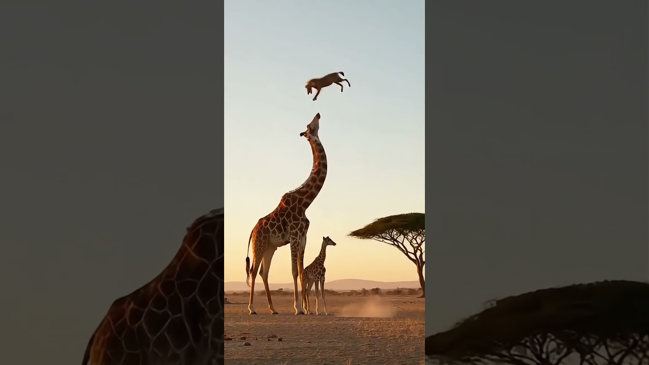Hyena Sneak Attack... GONE WRONG! 🤣 Giraffe YEETS him into orbit! 🚀🦒 